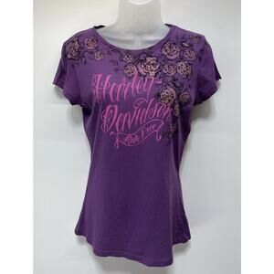 Harley Davidson Bagram Air Base Afghanistan T-Shirt Rhinestone Purple S 2015